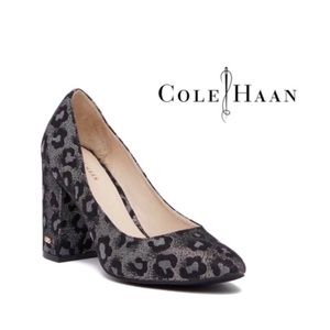Cole Haan Alanna Metallic Silver Leopard Pumps